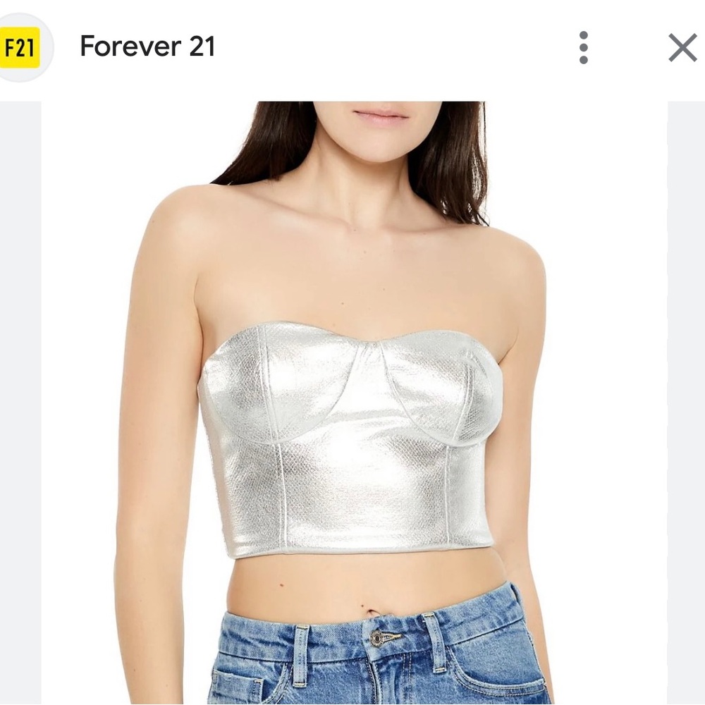 Silver Metallic Bustier Top - Forever 21